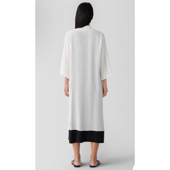 Eileen Fisher Sheer Silk Georgette High Collar Jacket In Bone Sz Medium $328 NWT - Picture 2 of 16